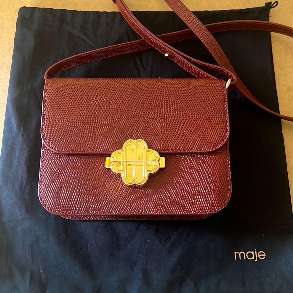 Maje Clover Bag in Matte Lizard embossed